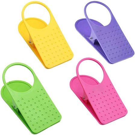 Bærbar bordplate side flaske koppholder drikkevann kaffekoppholder med klips egnet for hjemmekontor 4-pakning (tilfeldig farge)
