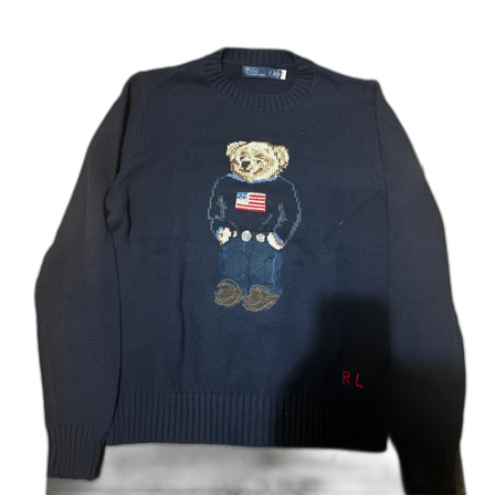 Mörkblå stickad tröja Polo Bear