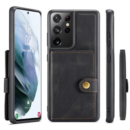 Samsung S21 Ultra Stöttåligt Skal Med Magnetisk Korthållare Jeeh Svart