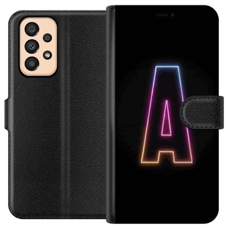 Yhteensopiva Lompakkokotelo Samsung Samsung Galaxy A33 5G Minimalistinen neonkirjain A sateenkaarenvärisessä valossa mustaa taustaa vasten moderniss