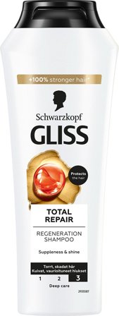 Schwarzkopf Gliss Total Repair Shampoo 250 ml, Hår, Shampoo & Hårpleje, Hårkur
