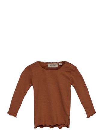 Rib T-Shirt Lace Ls Brown Wheat