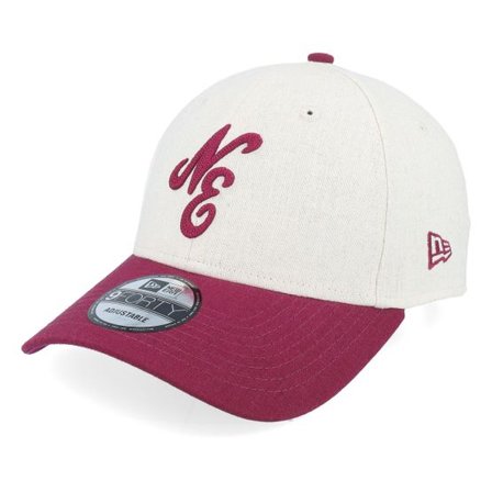 New Era - Beige adjustable Keps - Linen 9FORTY Stone/Cherry Adjustable @ Hatstore