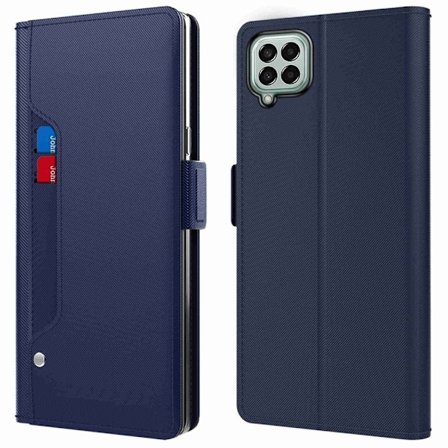 Phone Etui med Make-up Mirror og Slick Design til Samsung Galaxy M33 5g - Blå