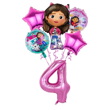 6 stk Gabby Dukkehuse Fest Ballon Piger Fødselsdagsfest dekorationer Sød tegneserie Fest Decor Supplies Baby Shower dekorationer