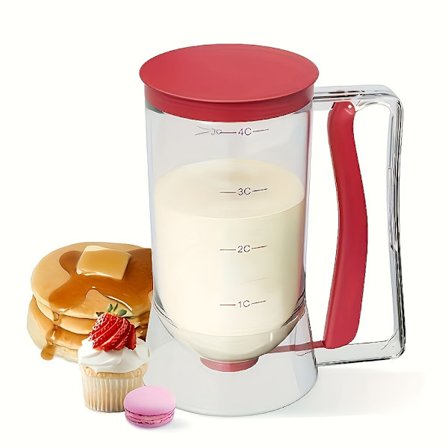 Pancake Dej Dispenser Med Klemme Håndtag Drypfri Design Til Vafler Crepes Muffins Portionskontrol Kande Køkken Bage Tilbehør Rød