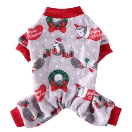 Julmönster tröja Pyjamas för små medelstora hundar, julkläder Nyår Jumpsuit för hund Coral Fleece tröjor Varm kappa SDZ117 L