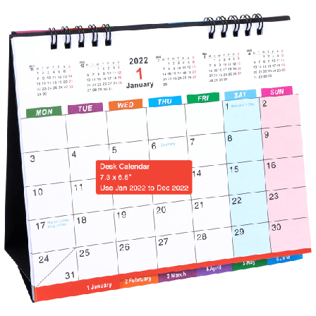 Skrivbordskalender 2022 9x7,7'''' Använd Stående Skrivbordskalender 12 Månader