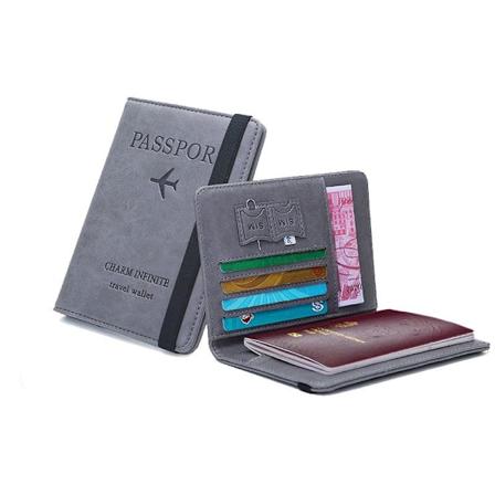 RFID-suojattu matkavelho passinkotelo harmaa gray 1-Pack