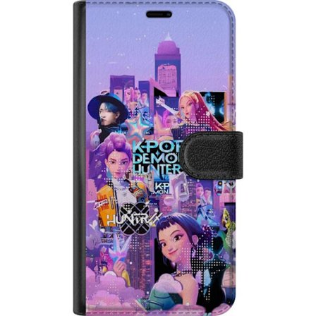 Yhteensopiva Lompakkokotelo Samsung Galaxy A56 KPop Demon Hunters syntymäpäiväteema, jossa neonvärit, Juhlapöydässä karaktäärejä, Merry Energy