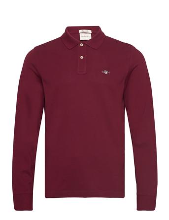 Reg Shield Ls Pique Polo Tops Polos Long-sleeved Burgundy GANT