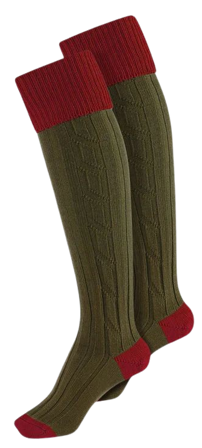 Alan Paine Shooting Sock naisten sukat, Red/Olive - Sukat