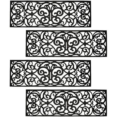 4-pakks gummimatter for trapper, sklisikre trappetrinnsmatter, gummimatte for utendørs bruk