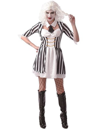 Stripete Sirkus Kjole Svart & Hvit