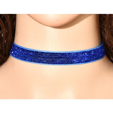 Choker Glitter BLÅ Rock Punk 90-tal