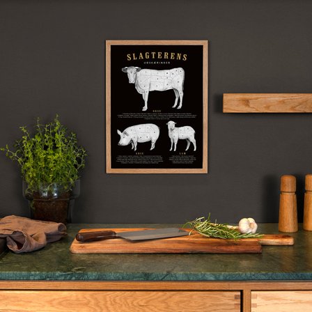 Plakat med Slagterens udskæringer i 30x40 fra Gehalt — Klassisk udtryk