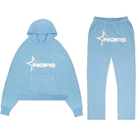 Nofs Streetwear träningsoveraller för män , Letters Printless Hoodies And Sweatpants Y2k Herr, Hip Hop Byxor