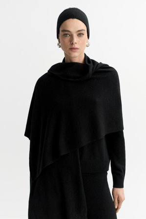 Soft Goat - Knitted scarf - Cashmere scarf - One Size - Black