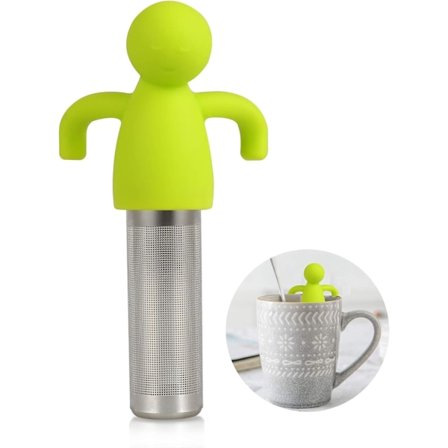 Te-infuser for løs te, ekstra fintmasket te-brygger med søtt design, te-silkule med silikonhåndtak