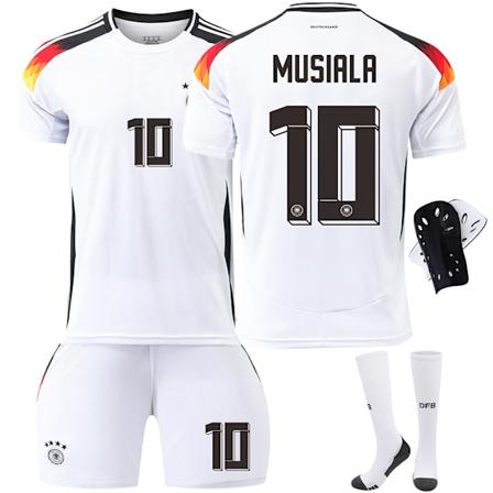 Tyskland Hjemme EM 2024 Drakt Fotballtrøye Barn Herre Kit Nr. MUSIALA Med sokker+beskyttelse With socks+protective gear XS
