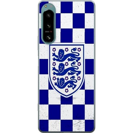 Yhteensopiva Puhelinkuori Sony Sony Xperia 5 IV Graafinen shakkiruudukkokuviointi sinisellä ja valkoisella, klassisella heraldisella vaakunalla, retr