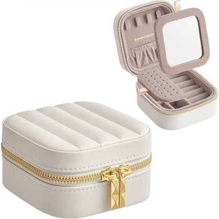 Smykkeskrin til rejser - hvid/guld