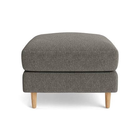 Ofelia Pouf Hocker in Boston Grau, einfarbig, moderner skandinavischer Stil, bequeme Polsterung für hohen Sitzkomfort, stabiles Gestell, 47cm
