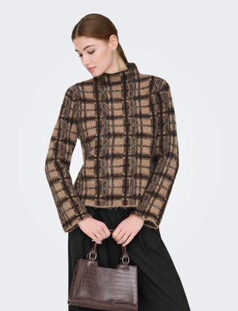 ONLY Onllouise Ls Highneck Ex Knt - Brown - L