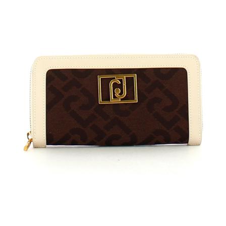 Liu Jo, Portfolio Logato Zip Arund Jacquard Brązowy, Kobieta, Rozmiar: ONE Size