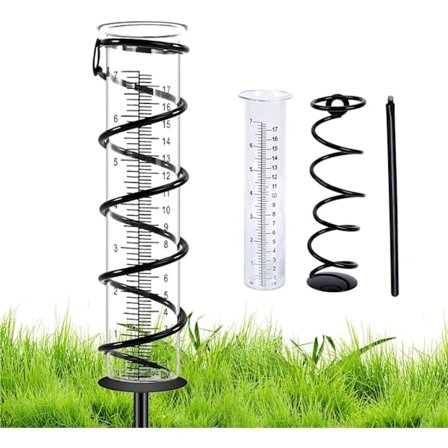 Udendørs regnmåler, professionel regnmåler, krystal regnmåler med tydelig skala, glaserstatningsrør, med metalstativ, til udendørs have...