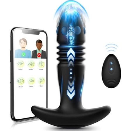 Stötande Analvibrator, Prostatamassagerare med App och Fjärrkontroll, Analsexleksaker för Män, Butt Plug