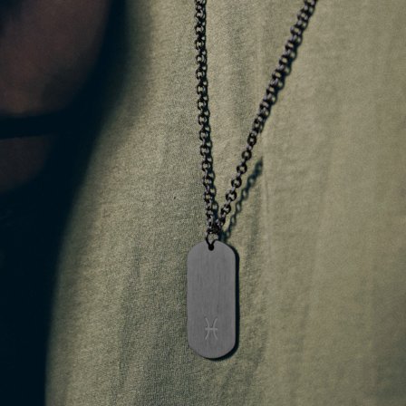 Collier zodiaque en acier gunmetal - Le Poisson pour hommes - Chaînes en acier