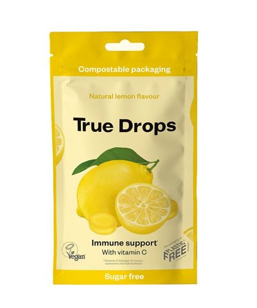True Drops True Drops Immune Support Citron 70 g, Helse & Madvarer, Snacks, Bolsjer & Pastiller