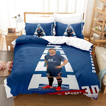 3D fodboldstjerne Ronaldo, Messi, Mbappe og andre serier tryk tredelt sæt todelt sæt digitalt dynebetræk pudebetræk sæt F