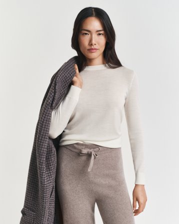 GANT Damen Rundhalspullover aus extra feiner Merinowolle (S)