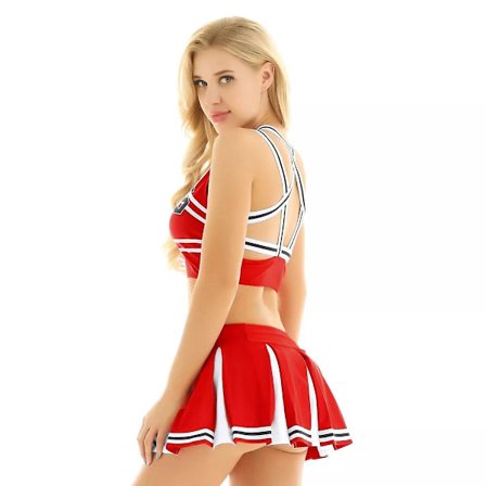 Us/uk Stock Women Japanese School Girl Cosplay Uniform Sexy Lingerie Cheerleader Costume Set Red M