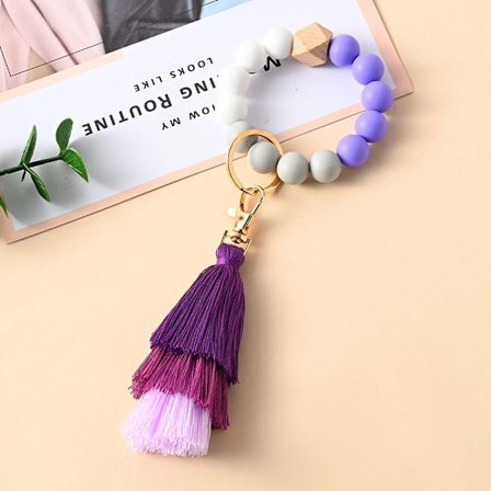 Silikonperle nøkkelring nøkkelring armbånd LILLA