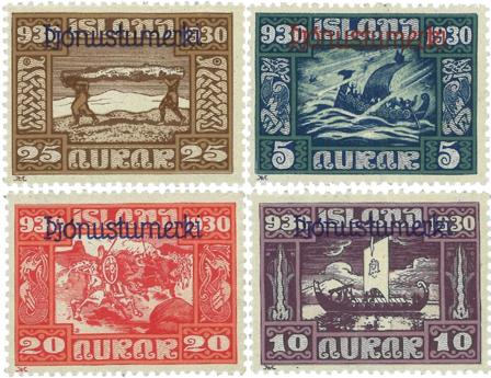 Island 1930 - Tjenestemærke AFA 45+47+49-50 - Postfrisk