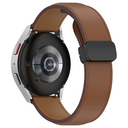 22mm Läderband med Fällbart Spänne för Samsung Galaxy Watch3 45mm/ Watch 46mm/Huawei Watch 4