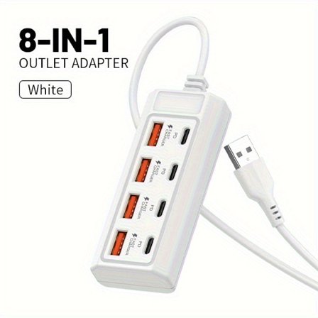 8-Port USB til 4 USB 4 Type-C 25W Hurtig Opladningshub, Multi-Port Højhastigheds Opladning