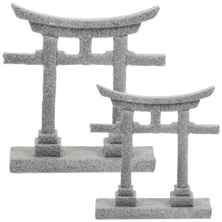 2 kpl Torii-portteja Puutarhan Simulaatiokoristeena Akvaariomaiseman Rekvisiittana Hiekka-pöydän Mikro-maiseman Koristeena Harmaa 8,3X7,1X2,3CM Grey 