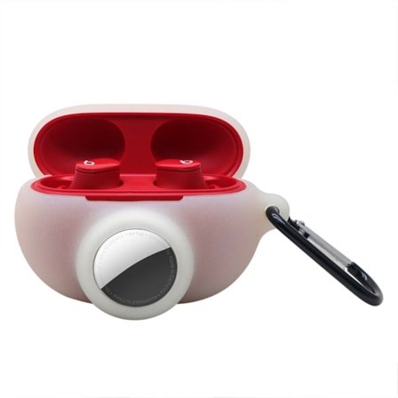 2-i-1 skyddsfodral i silikon för Beats Studio Buds / AirTags - Vit