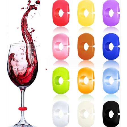 12 stk Vinglass Berlock Tags, Silikon Vinglass Drikke Markør