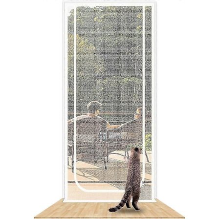 Forstærket kattedør med kraftig kæledyrssikker skærm med lynlås, hvid, forhindrer kæledyr i at løbe ud - Perfekt