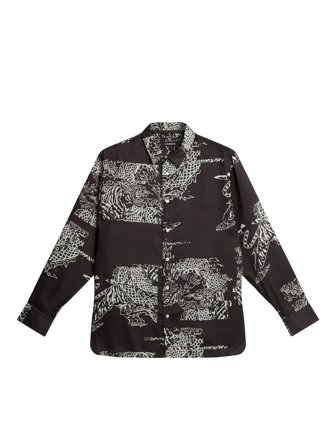 J.Lindeberg - Reg Print Tencel Shirt - Grön - Man - L