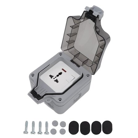 Udendørs Vandtæt Stikkontaktboks 16A EU Standard 250V Vejrbestandig Kontakt til Have Altan Græsplæne 3 Ben 1 Gang