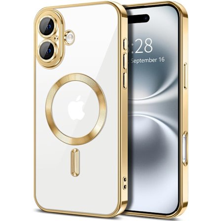 iPhone 16 PLUS Cover – Metallic Cover med Magnetisk Kompatibilitet, Slim Design - Guld