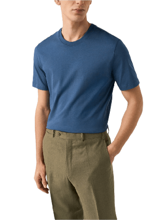 Eton T-shirt I Single Jersey Supima-bomull T-shirts Herr Blå M