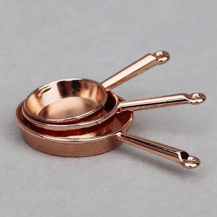 1Sett 1:12 Dukkehus Miniatyr Stekepanne gryte Metall Cookwa