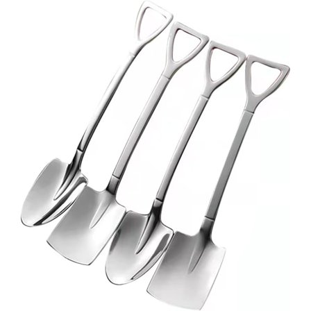 4 kpl Ruostumattomasta Teräksestä Valmistettuja Lapiomuotoisia Lusikoita, Teräviä Lusikoita Kahviin, Teetä, Sokeriin, Sekoittamiseen, Kakkuun, 